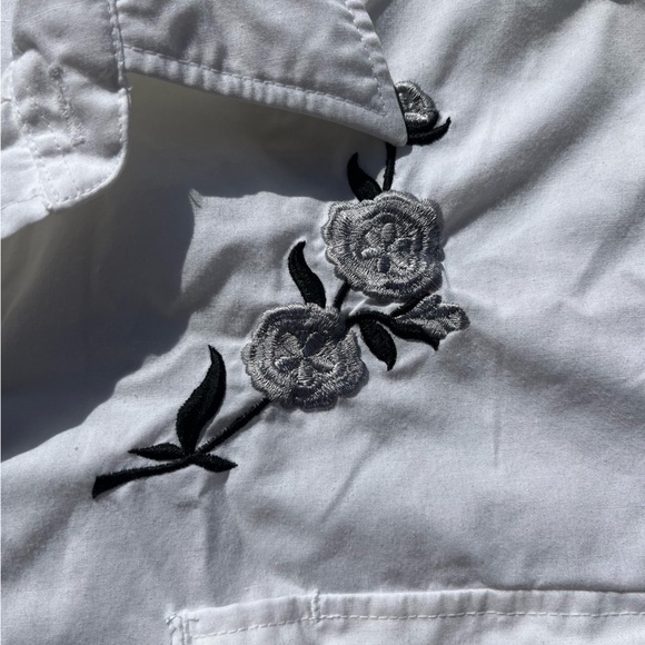 Men's Vintage Chute #1 Western Shirt White Embroidered M Ranch Rodeo Rockabilly - Picture 3 of 11